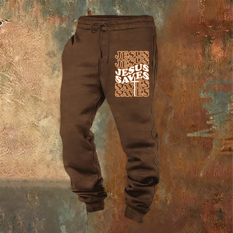 Christianartworkshop Jesus Saves Sweatpants: Daily Comfort Wrapped in Devotion - Brown - 2XL - image 5