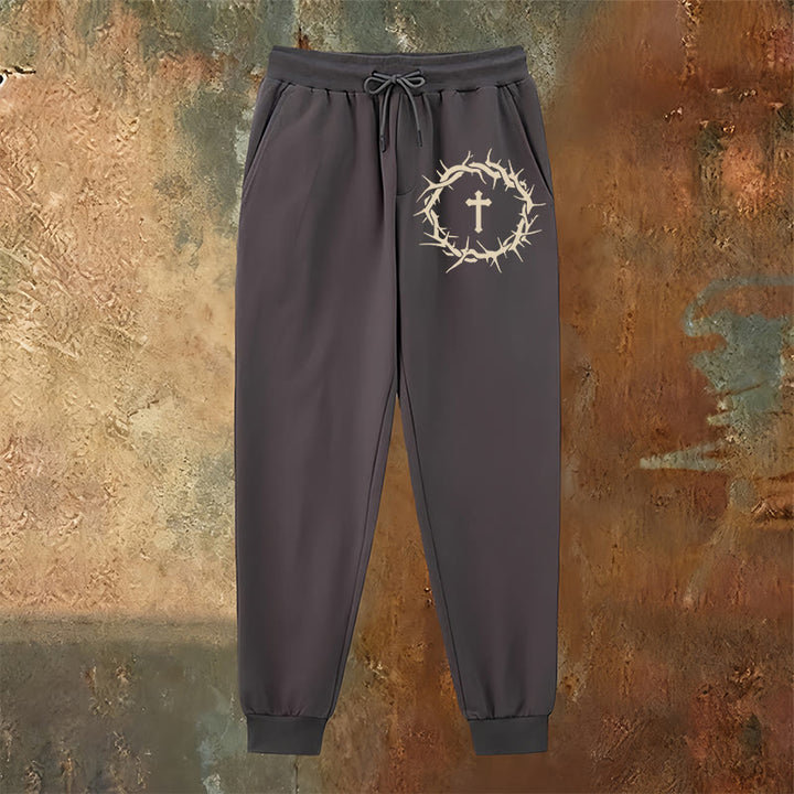Christianartworkshop Crown of Thorns & Cross Sweatpants: Comfort Woven with Redemptive Grace - image 2