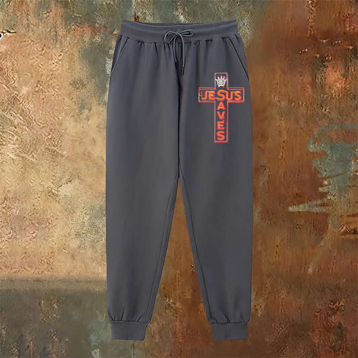 Christianartworkshop Cross & "Jesus Saves" Sweatpants: Daily Wear Tied to His Promise - image 19