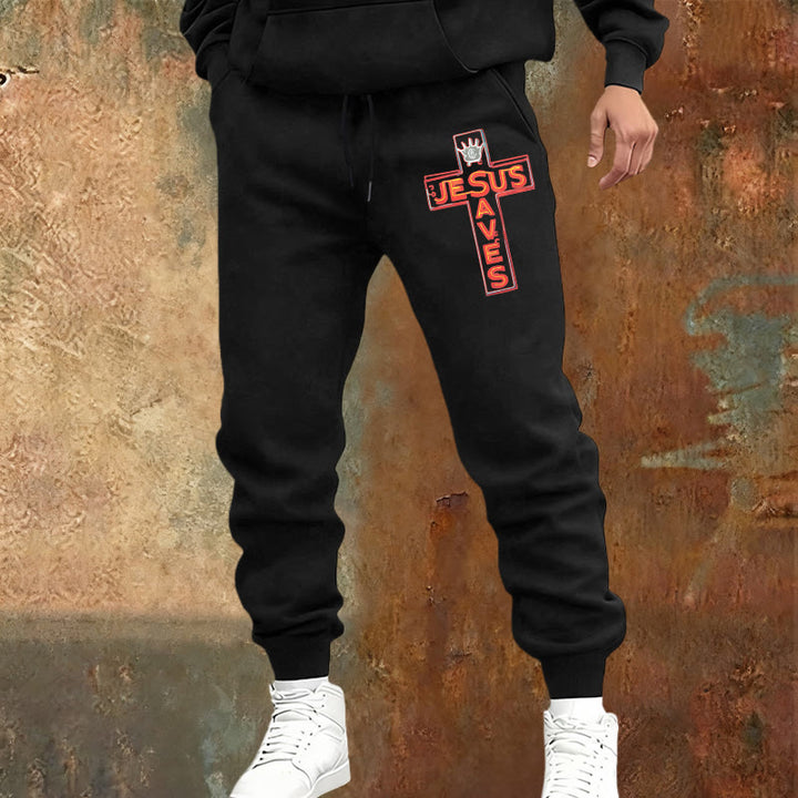 Christianartworkshop Cross & "Jesus Saves" Sweatpants: Daily Wear Tied to His Promise - image 21