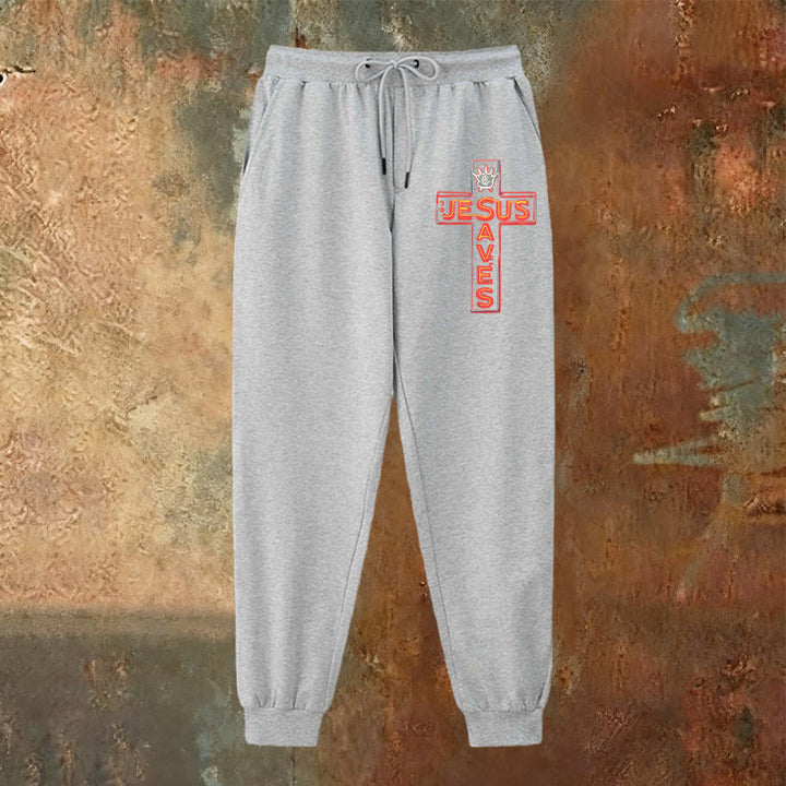 Christianartworkshop Cross & "Jesus Saves" Sweatpants: Daily Wear Tied to His Promise - image 11