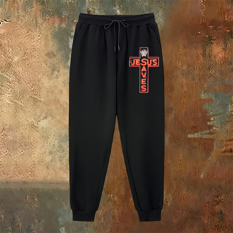 Christianartworkshop Cross & "Jesus Saves" Sweatpants: Daily Wear Tied to His Promise - image 23