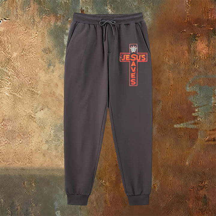 Christianartworkshop Cross & "Jesus Saves" Sweatpants: Daily Wear Tied to His Promise - image 7