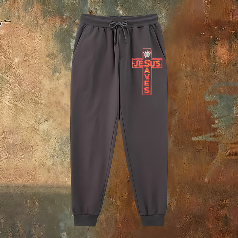 Christianartworkshop Cross & "Jesus Saves" Sweatpants: Daily Wear Tied to His Promise - image 6