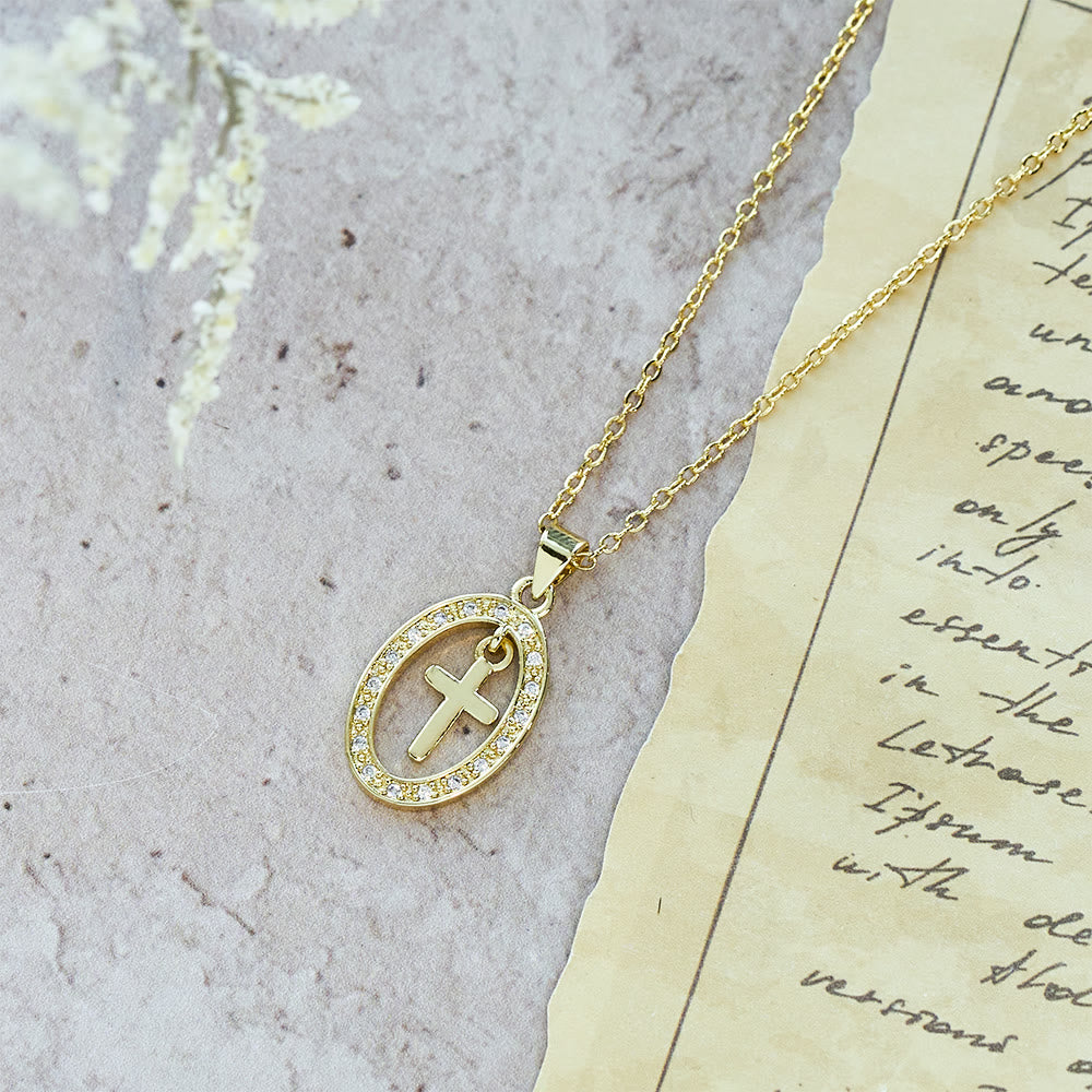 Christianartworkshop Cross & Shimmering Oval Necklace: Quiet Reminders of His Love - image 1