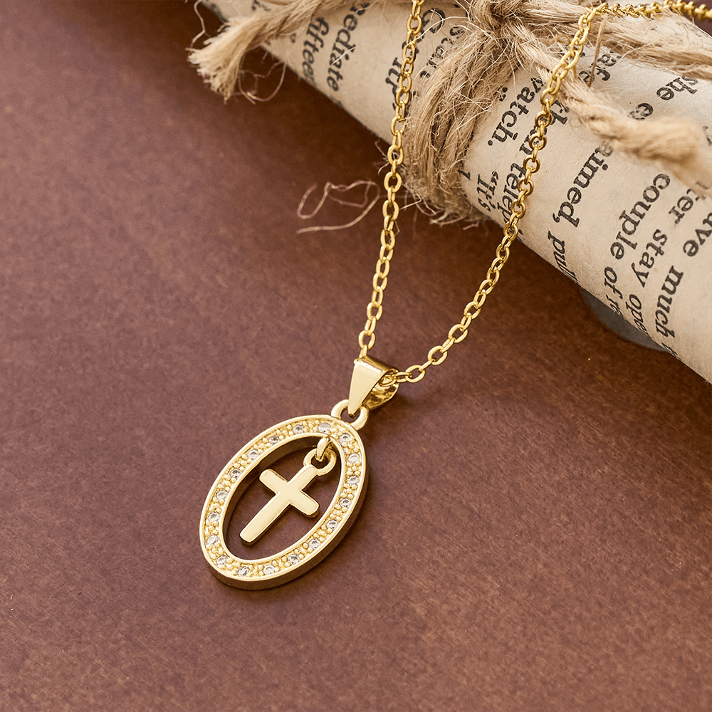 Christianartworkshop Cross & Shimmering Oval Necklace: Quiet Reminders of His Love - image 2