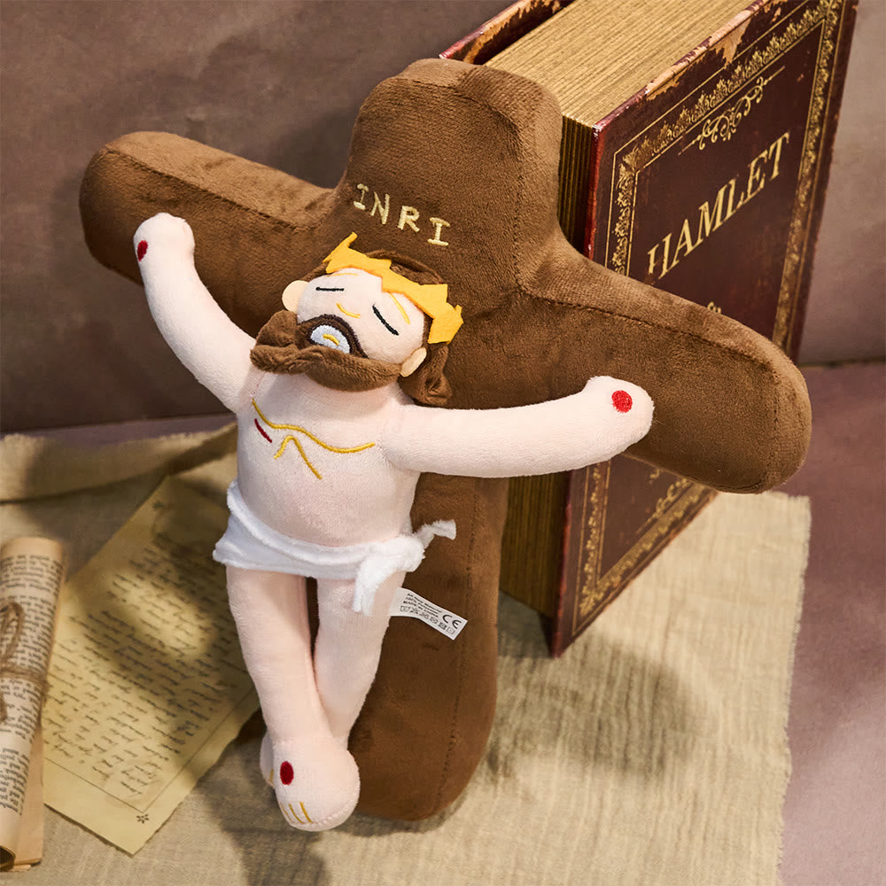 Cross Stuffed Icon INRI Plush Crucifix - 30cm Christian Cross Plush Cozy Faith Companion ...