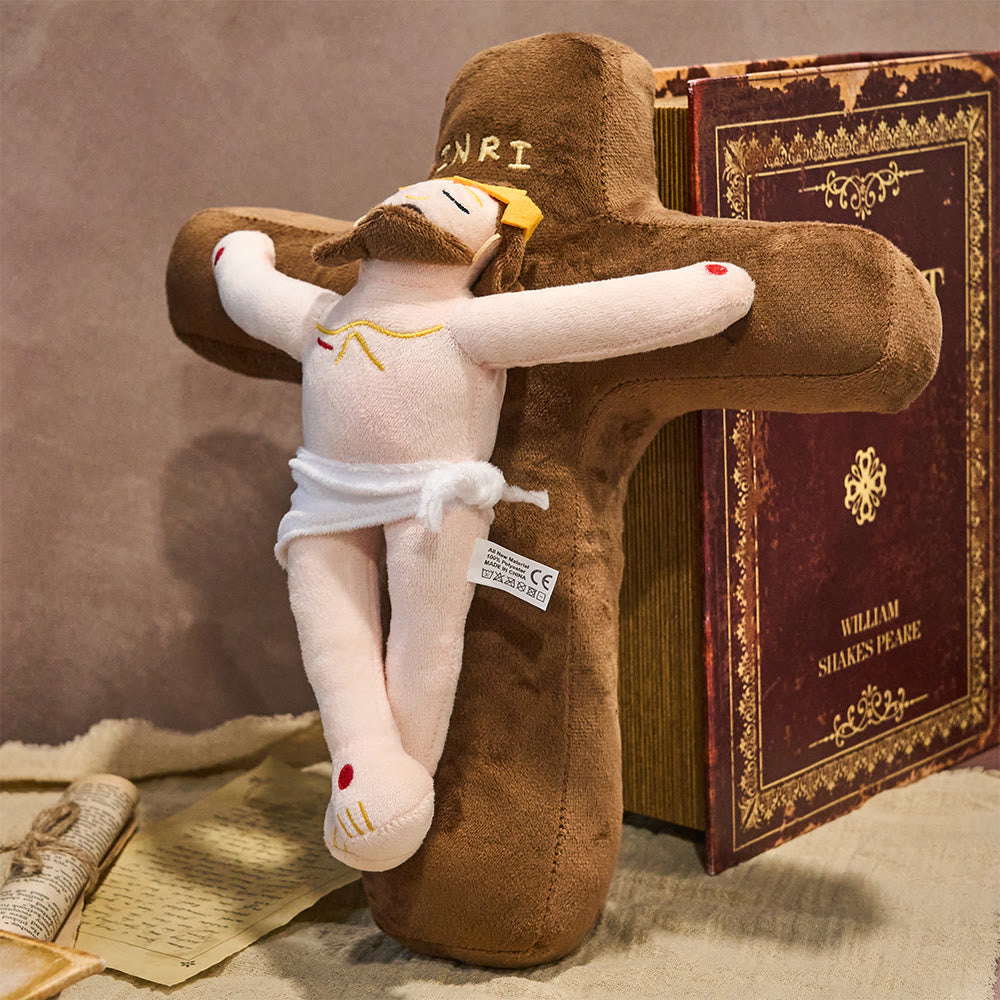 Cross Stuffed Icon INRI Plush Crucifix - 30cm Christian Cross Plush Cozy Faith Companion ...