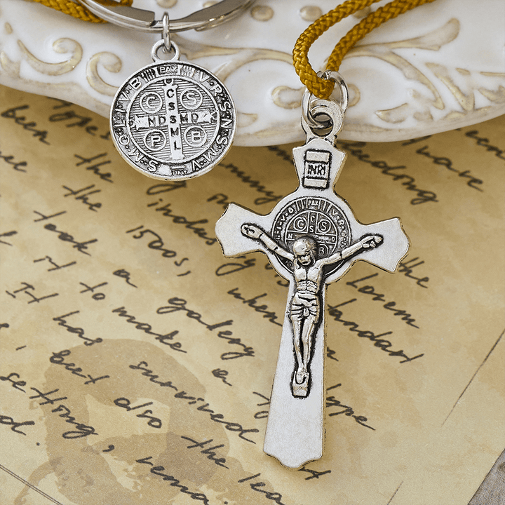 Christianartworkshop Crucifix & St. Benedict Medal Wood Pocket Rosary: Soft Prompt of Peace - image 13