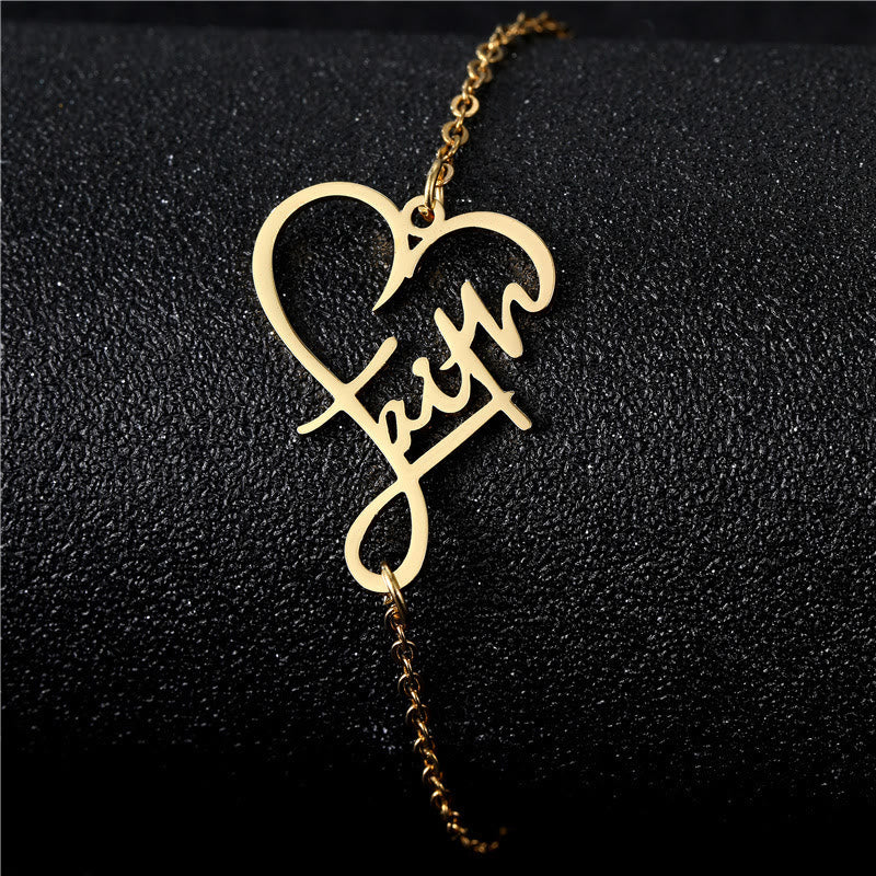 Christianartworkshop Cross & Faith Bracelet: Delicate Companion of Grace & Hope - Heart - Golden - image 3