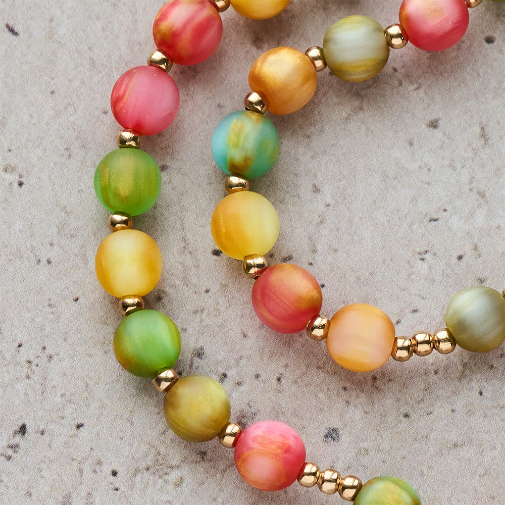 Christianartworkshop Rainbow Glow Vibrant Faith Rosary Bracelet: Colorful Beads & Sacred Golden Our Lady - image 7