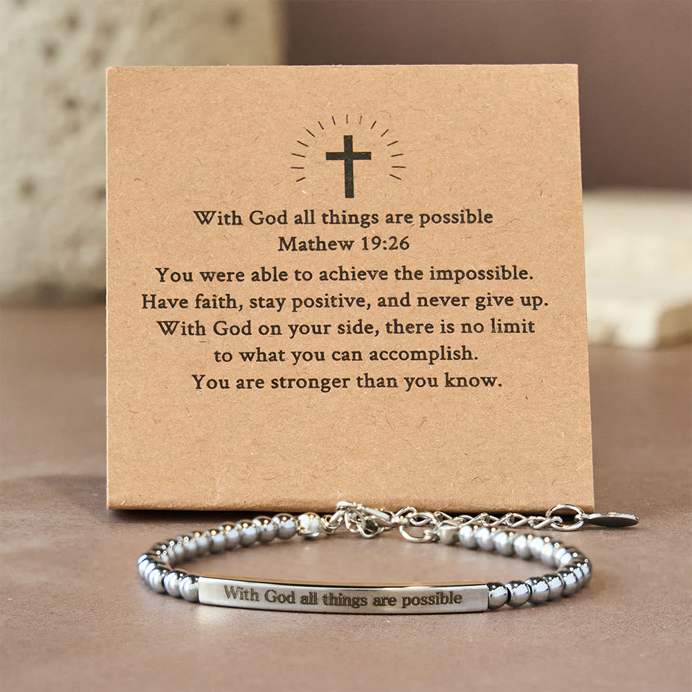 FREE Today: Matthew 19:26 & German Psalm 46:5 Bracelet with Gift Card: Quiet Reminder of Divine Presence - Matthew 19:26 - image 0