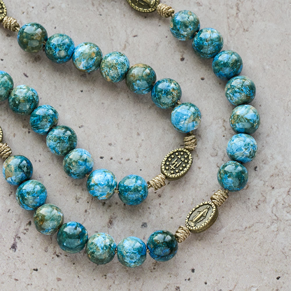 Christianartworkshop Blessed Our Lady Seven Sorrows Rosary with Blue Oil-Paint Beads & Our Lady Medal - image 7