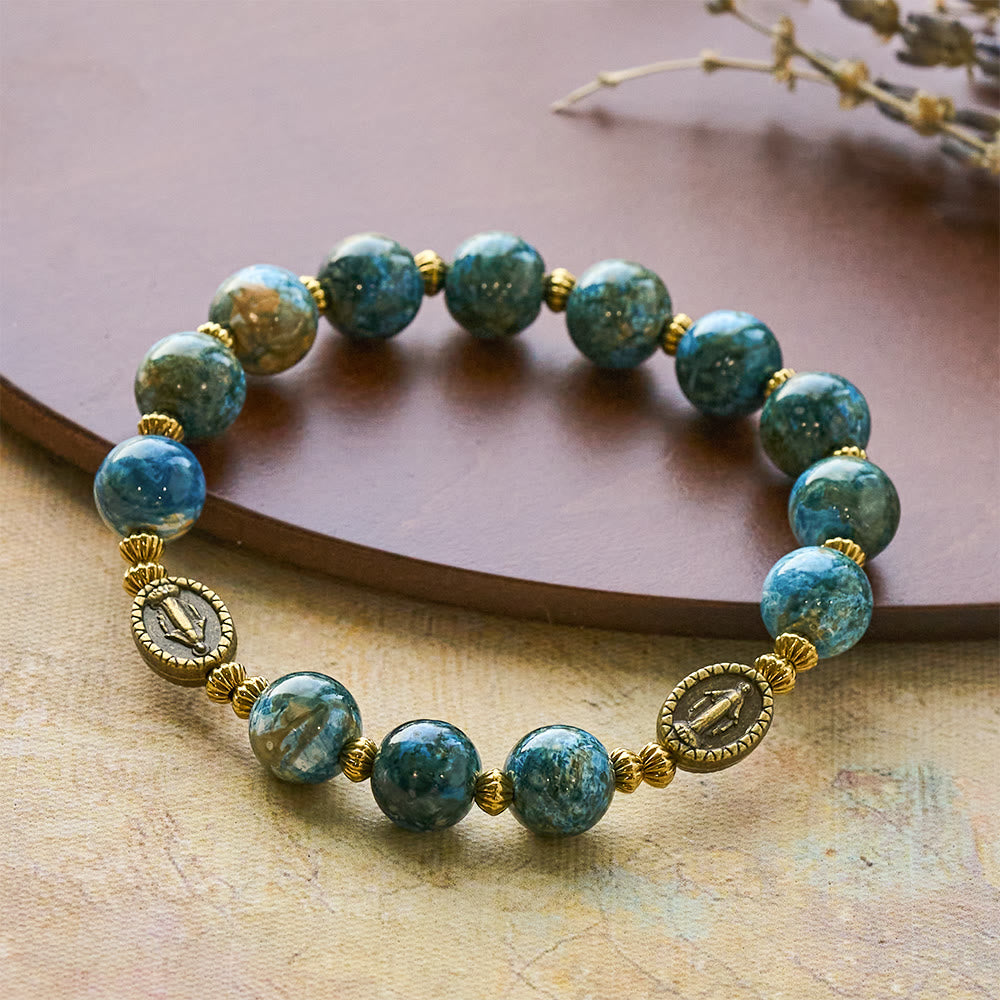 FREE Today: Vintage 10mm Blue Oil-Paint Devotion Bracelet with Miraculous Medal - image 4