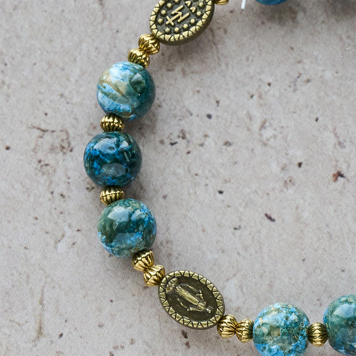 FREE Today: Vintage 10mm Blue Oil-Paint Devotion Bracelet with Miraculous Medal - image 5