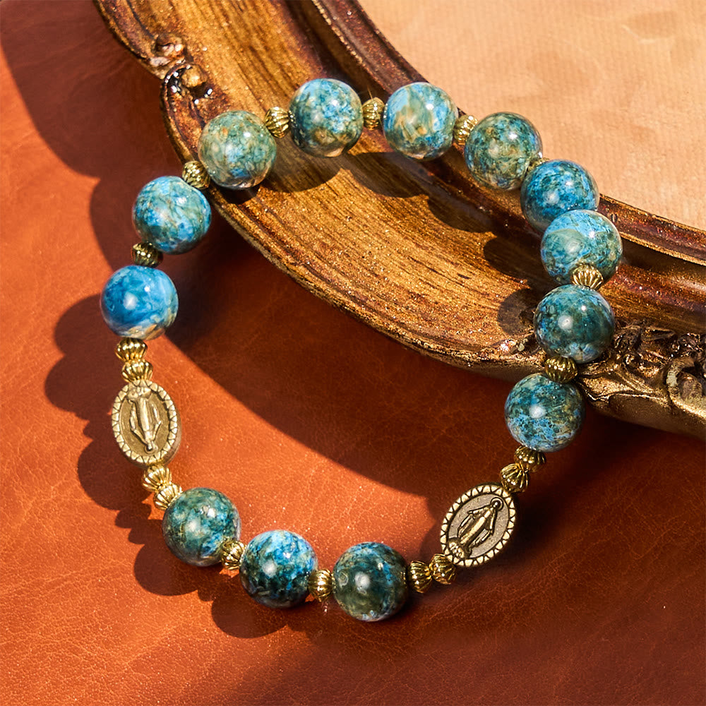 FREE Today: Vintage 10mm Blue Oil-Paint Devotion Bracelet with Miraculous Medal - image 1