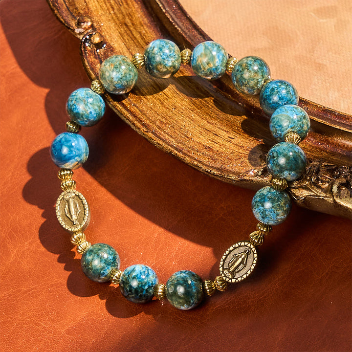 FREE Today: Vintage 10mm Blue Oil-Paint Devotion Bracelet with Miraculous Medal - image 1