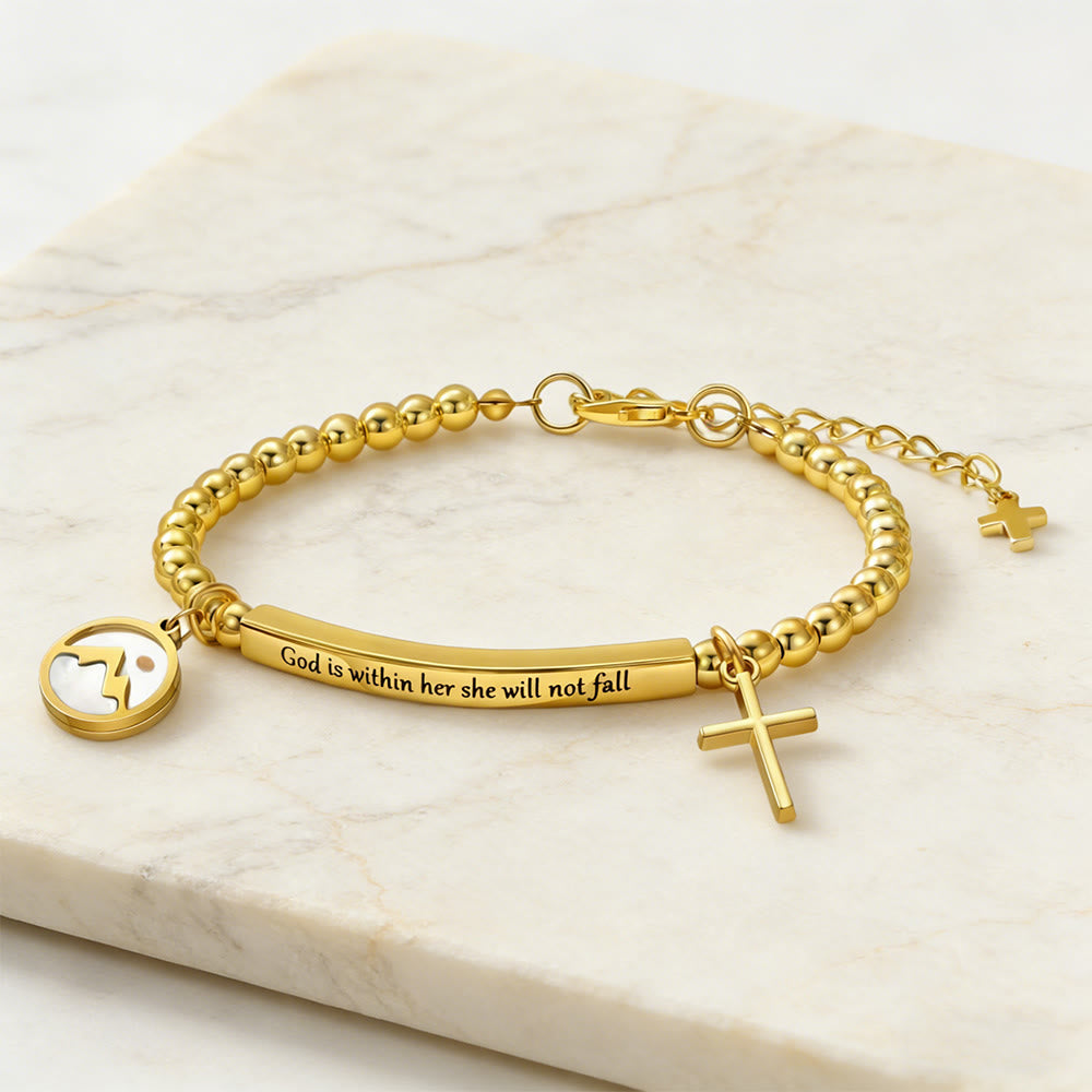 Christianartworkshop Mustard Seed & Gold-Bead Cross Bracelet with God Is Within Her Gift Card - image 2