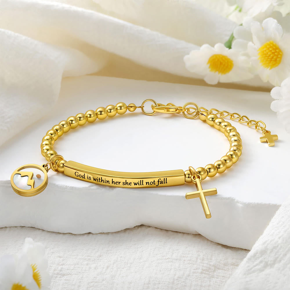 FREE Today: Mustard Seed & Golden Bead Cross Bracelet with God Is Within Her Gift Card - image 1