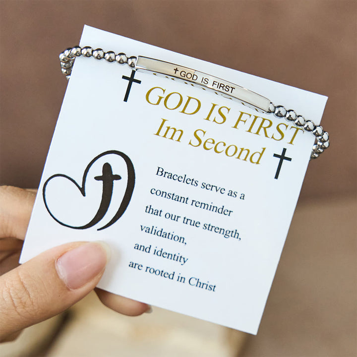 Christianartworkshop God Is First & Psalm 46:5  Bracelet: Steady Companion for Daily Routines - God is First Silver Bracelet - image 5