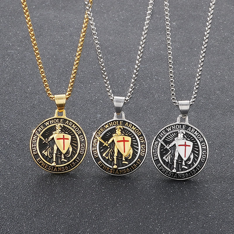 FREE Today: Vintage 3-Color Ephesians 6 Necklace: Quiet Reminder of Spiritual Strength - Silver - image 0