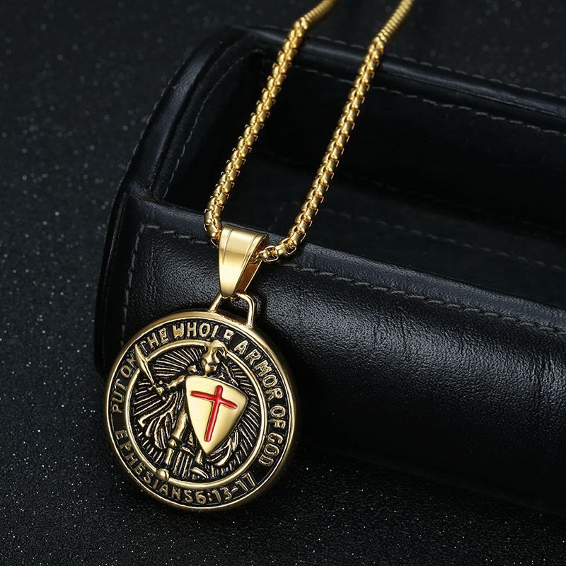 FREE Today: Vintage 3-Color Ephesians 6 Necklace: Quiet Reminder of Spiritual Strength - Golden - image 5