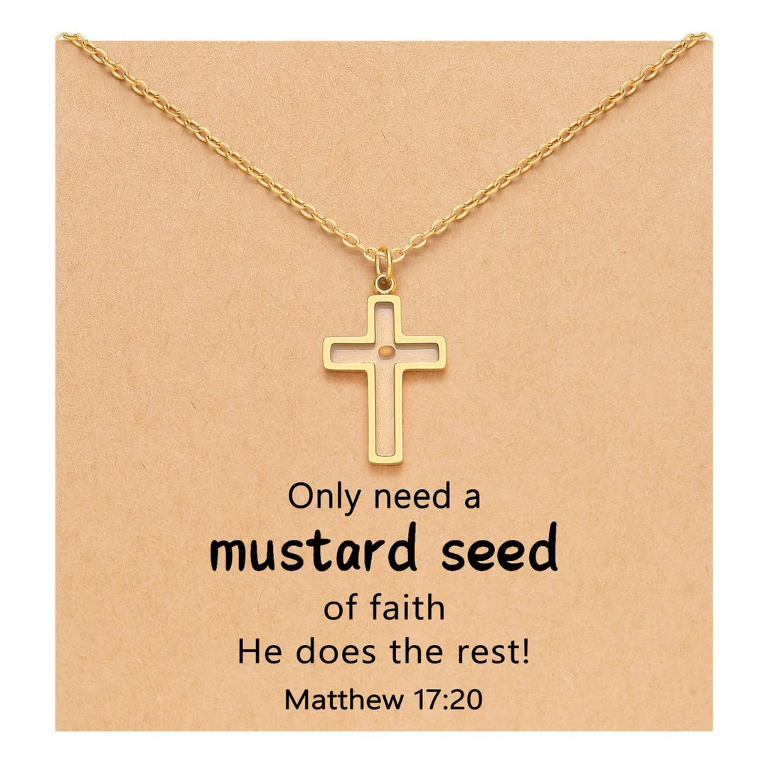 Christianartworkshop Matthew 17:20 Multi-Shaped Mustard Seed Pendant: Quiet Reminder of Faith’s Power - Cross - image 0