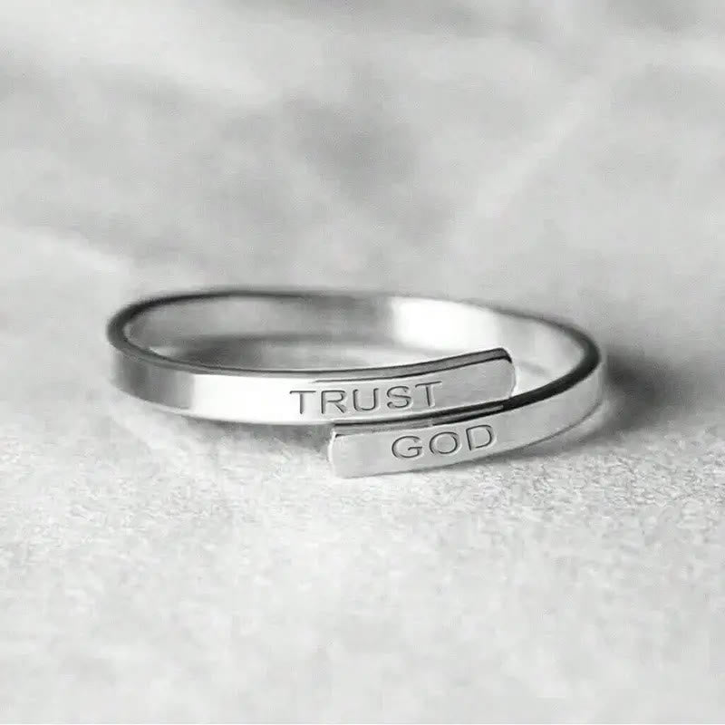 Christianartworkshop TRUST GOD Split-Band Ring: Steady Companion of Divine Trust - Silver - image 2