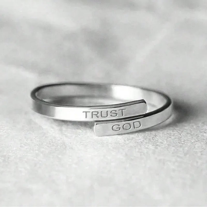 Christianartworkshop TRUST GOD Split-Band Ring: Steady Companion of Divine Trust - Silver(Suitable for US sizes 6-13) - image 2
