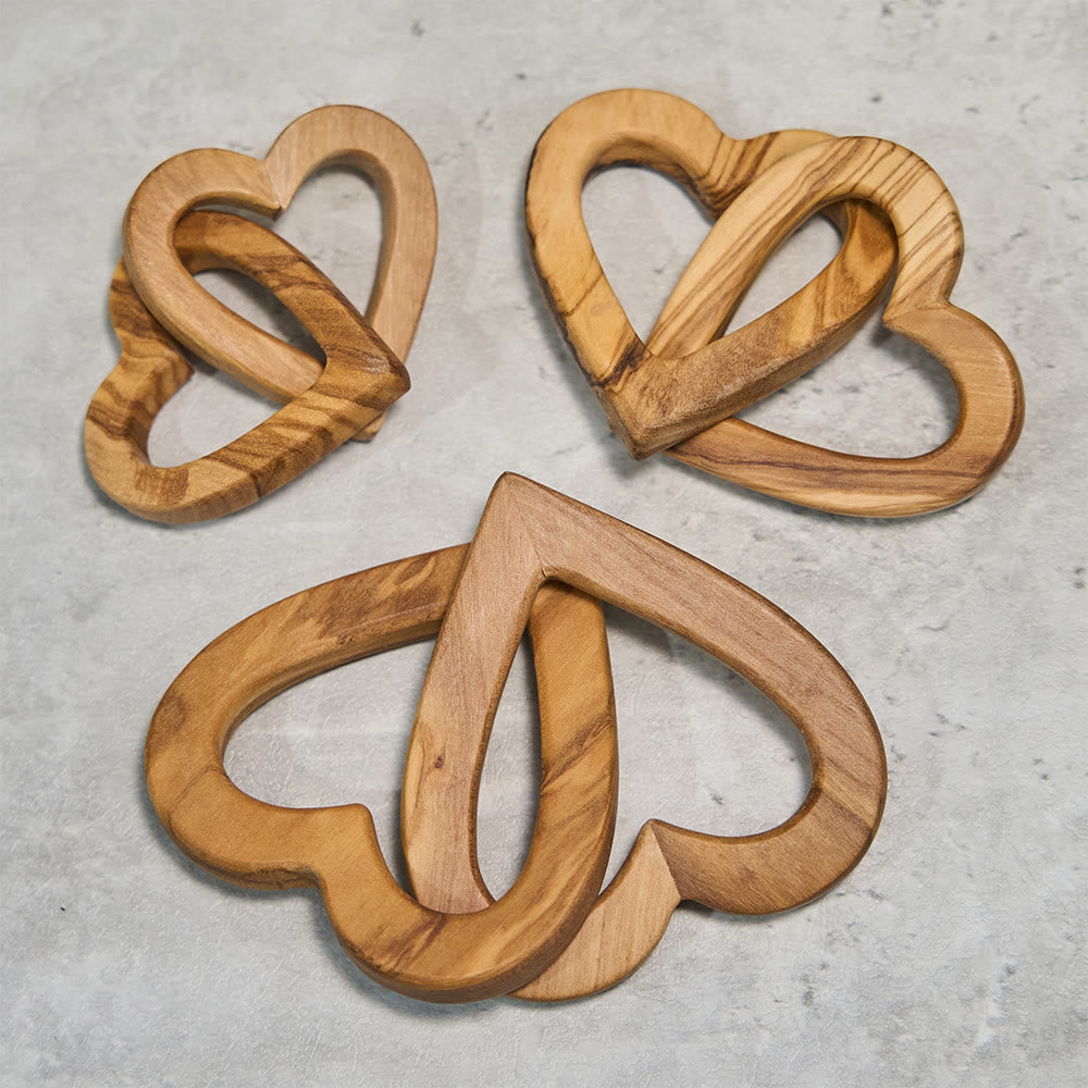 Christianartworkshop Three-Size Olive Wood Dual-Heart Decor: Warm Companion of Connection - image 0