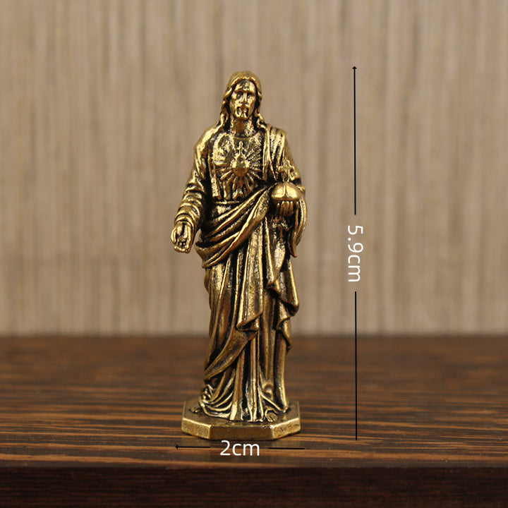 Christianartworkshop Brass Jesus with Sacred Heart Statue: Reverent Companion of Grace - Jesus - image 1