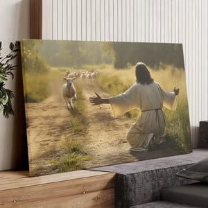 Christianartworkshop Serene Good Shepherd Wall Art Print: Warm Companion of Gentle Care - Framed Canvas Painting - 11.81''*15.75''0.71"/30*40*1.8cm - image 0