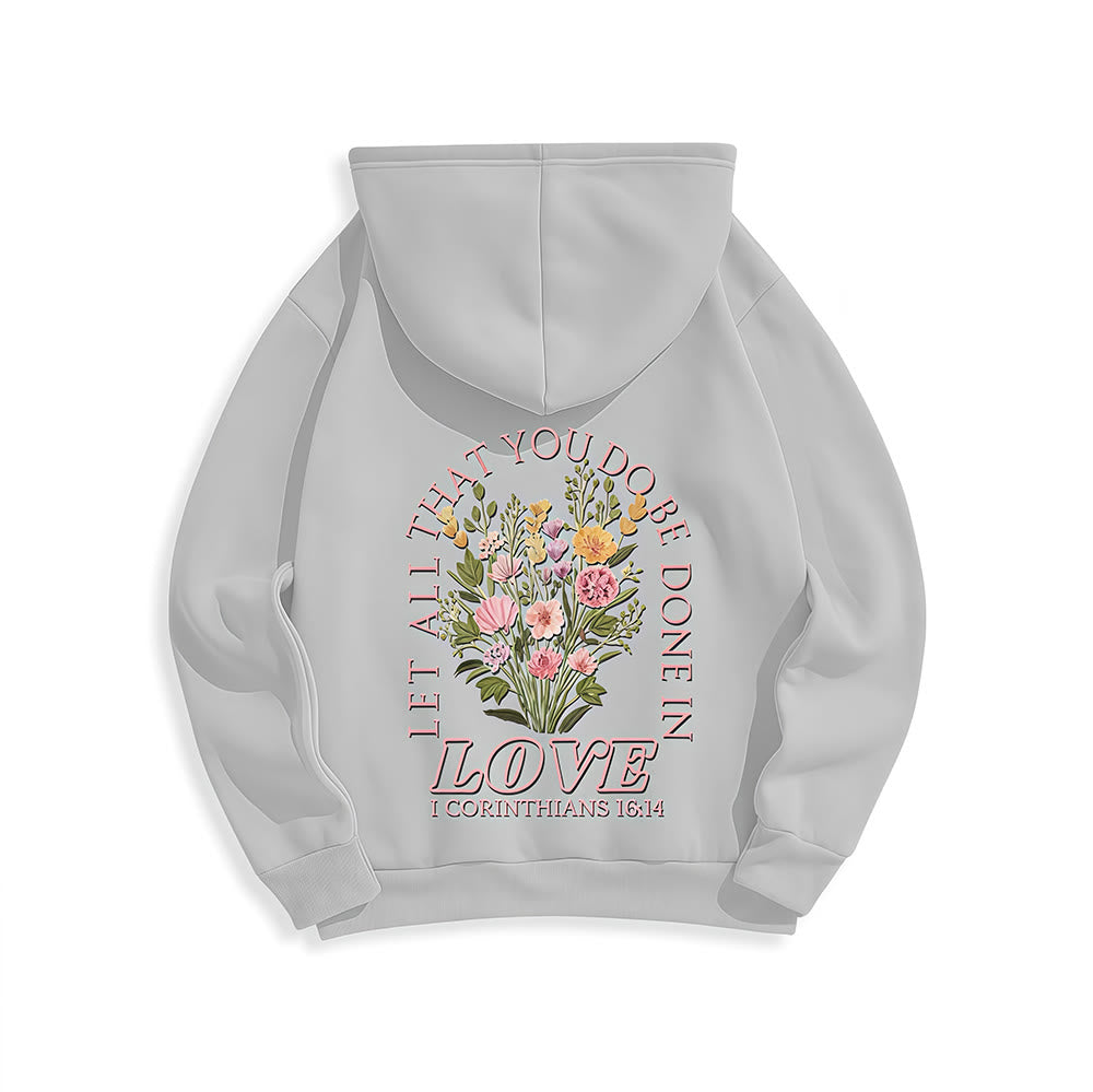 Christianartworkshop Do All In Love Scripture Floral Fleece Lined Polyester Hoodie - image 17