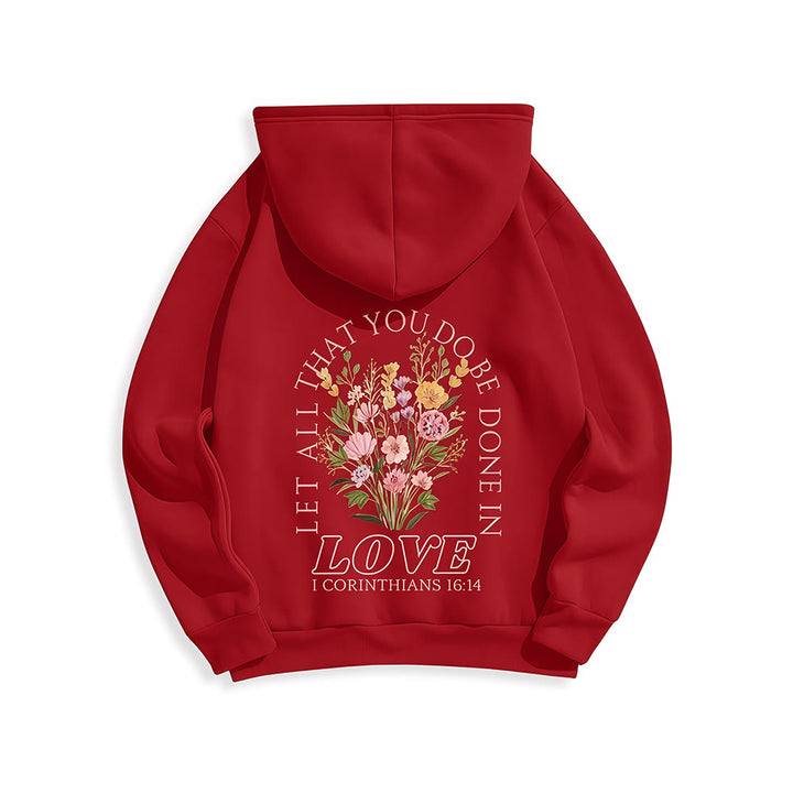 Christianartworkshop Do All In Love Scripture Floral Fleece Lined Polyester Hoodie - image 20