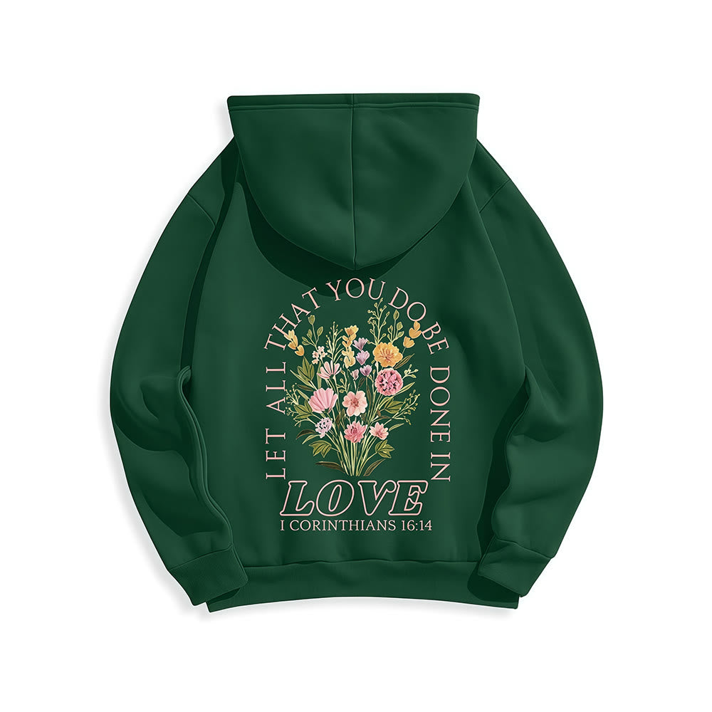 Christianartworkshop Do All In Love Scripture Floral Fleece Lined Polyester Hoodie - image 4