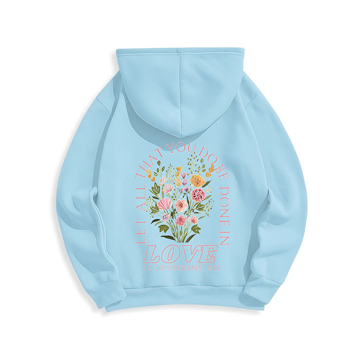 Christianartworkshop Do All In Love Scripture Floral Fleece Lined Polyester Hoodie - image 23