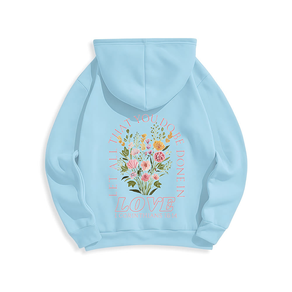 Christianartworkshop Do All In Love Scripture Floral Fleece Lined Polyester Hoodie - image 23