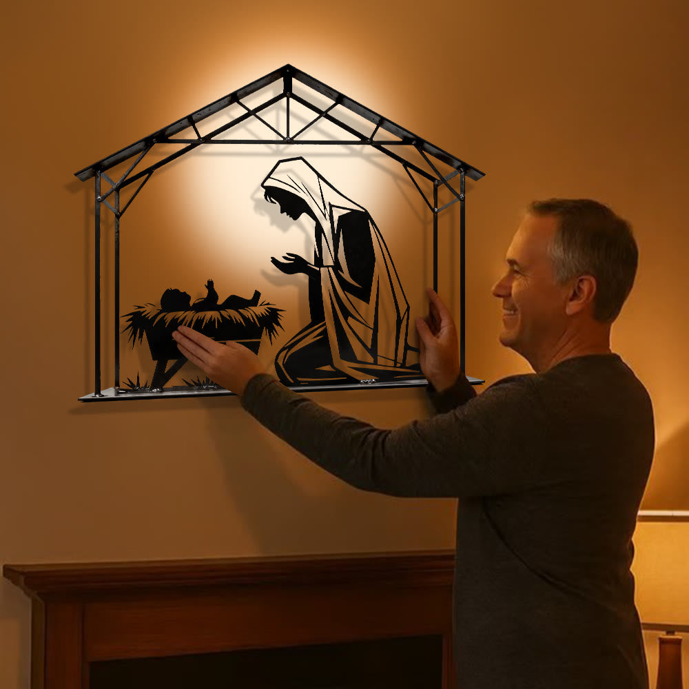 Christianartworkshop Mary & Manger Metal Wall Decor: Quiet Reminder of Gentle Grace - image 1