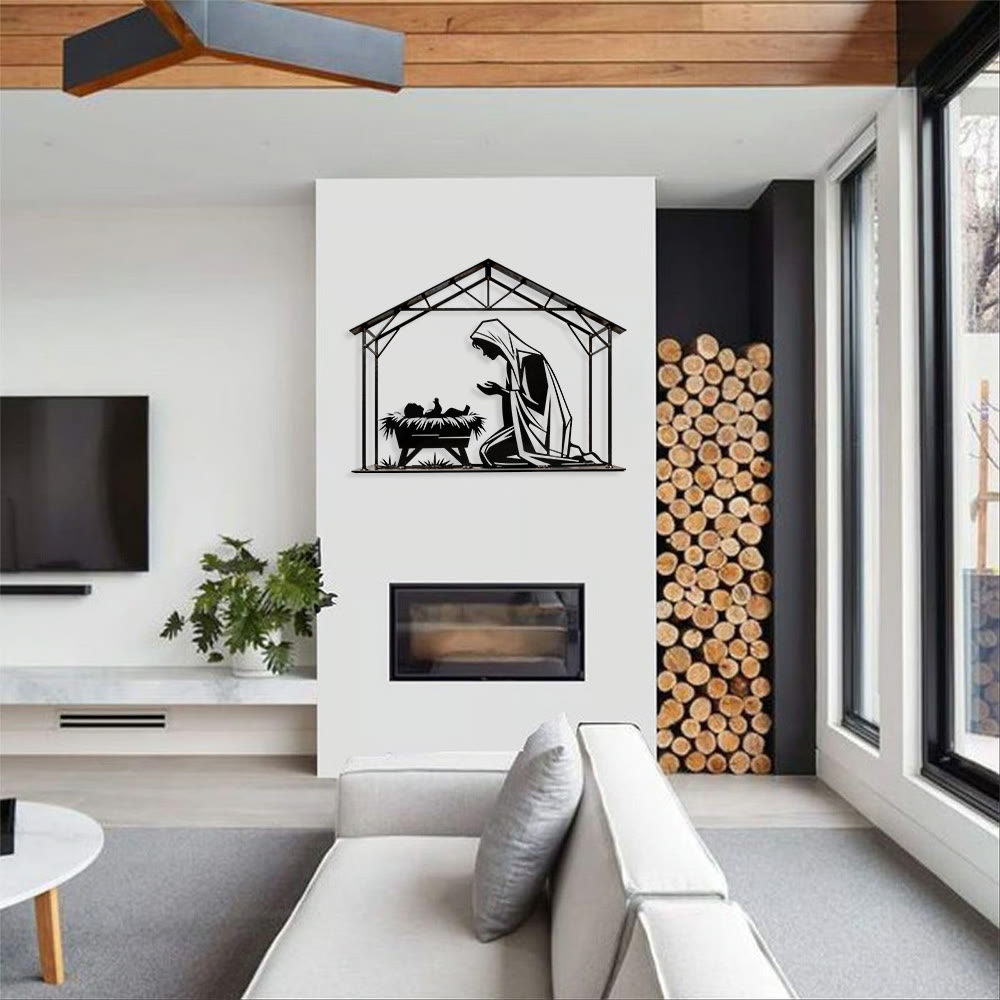 Christianartworkshop Mary & Manger Metal Wall Decor: Quiet Reminder of Gentle Grace - image 2