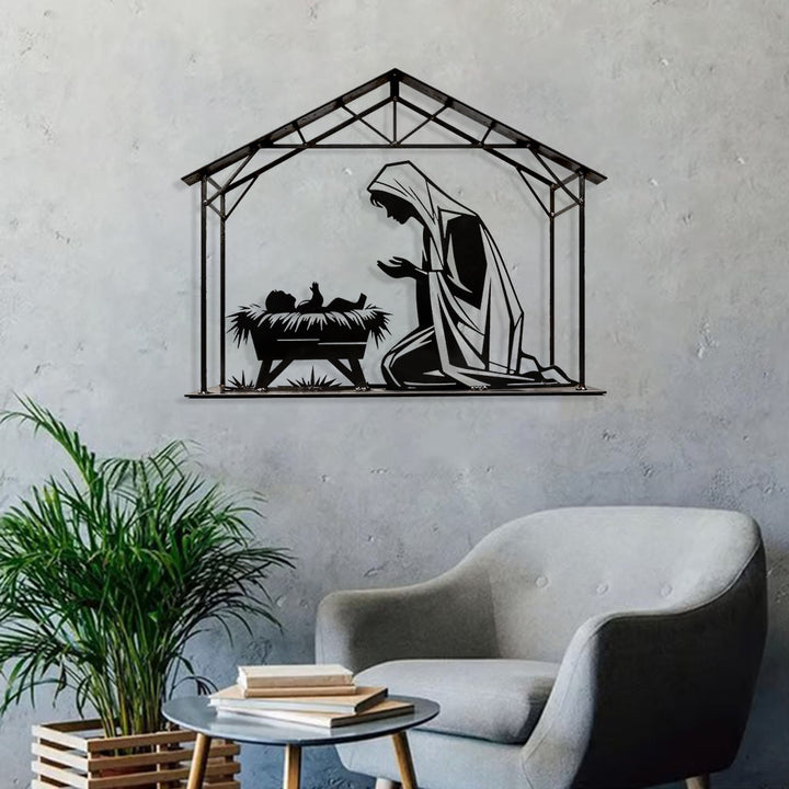 Christianartworkshop Mary & Manger Metal Wall Decor: Quiet Reminder of Gentle Grace - image 3