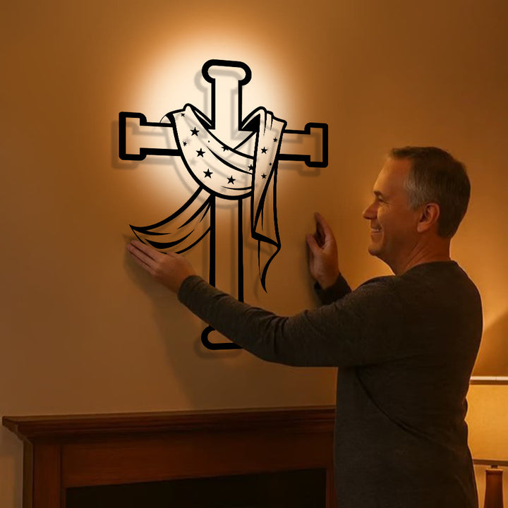 Christianartworkshop Star-Scarf Cross Metal Wall Decor: Gentle Companion of Divine Grace - image 1