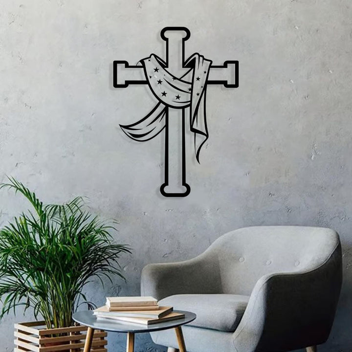 Christianartworkshop Star-Scarf Cross Metal Wall Decor: Gentle Companion of Divine Grace - image 2