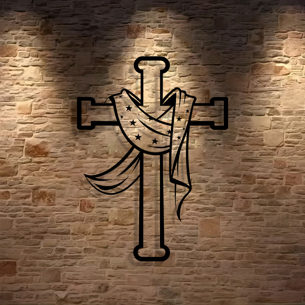 Christianartworkshop Star-Scarf Cross Metal Wall Decor: Gentle Companion of Divine Grace - image 3