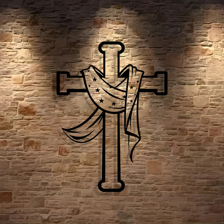 Christianartworkshop Star-Scarf Cross Metal Wall Decor: Gentle Companion of Divine Grace - image 3