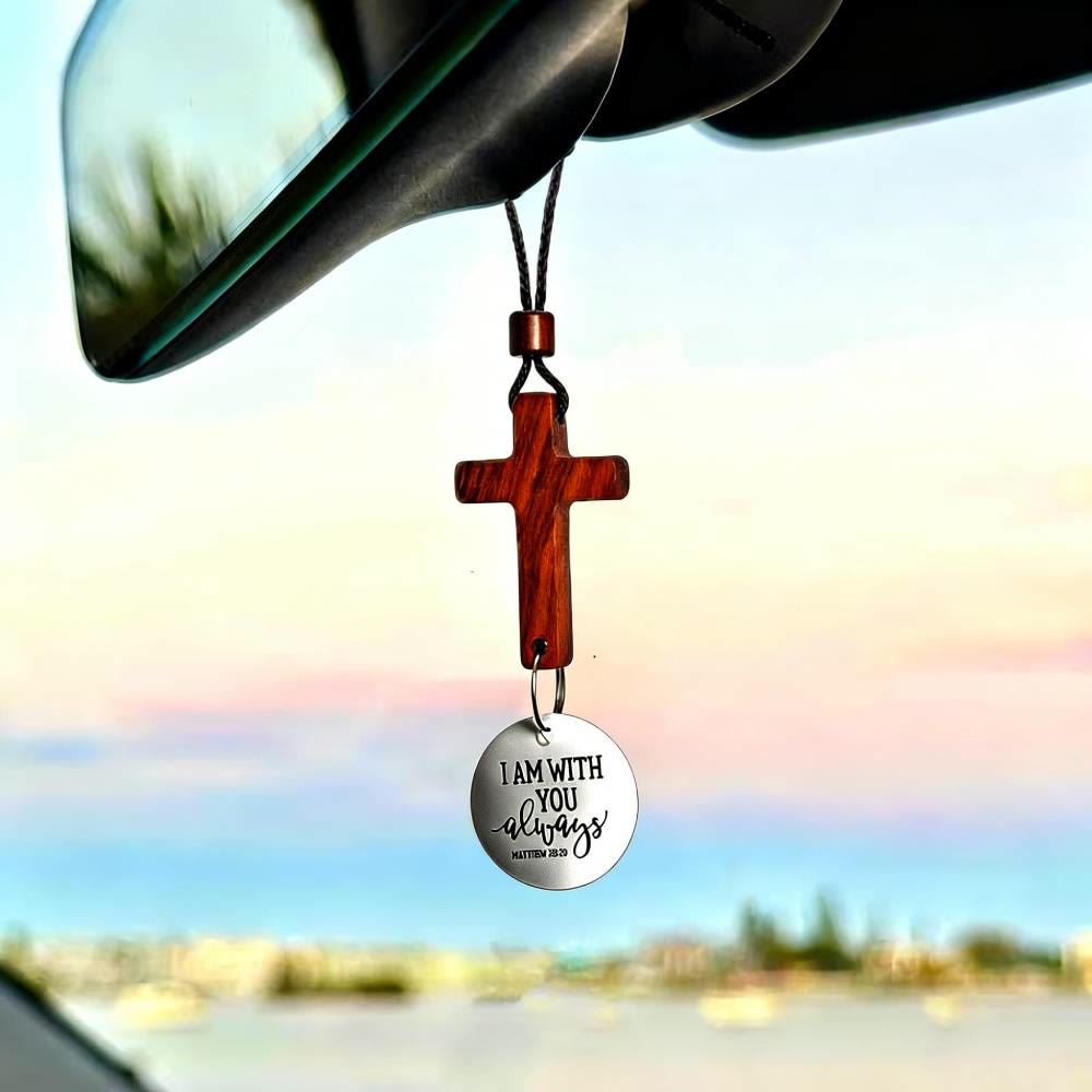Christianartworkshop Bible Verse Car Hanging Cross Ornament: Scan for a Bible Verse Every Day - White - image 0