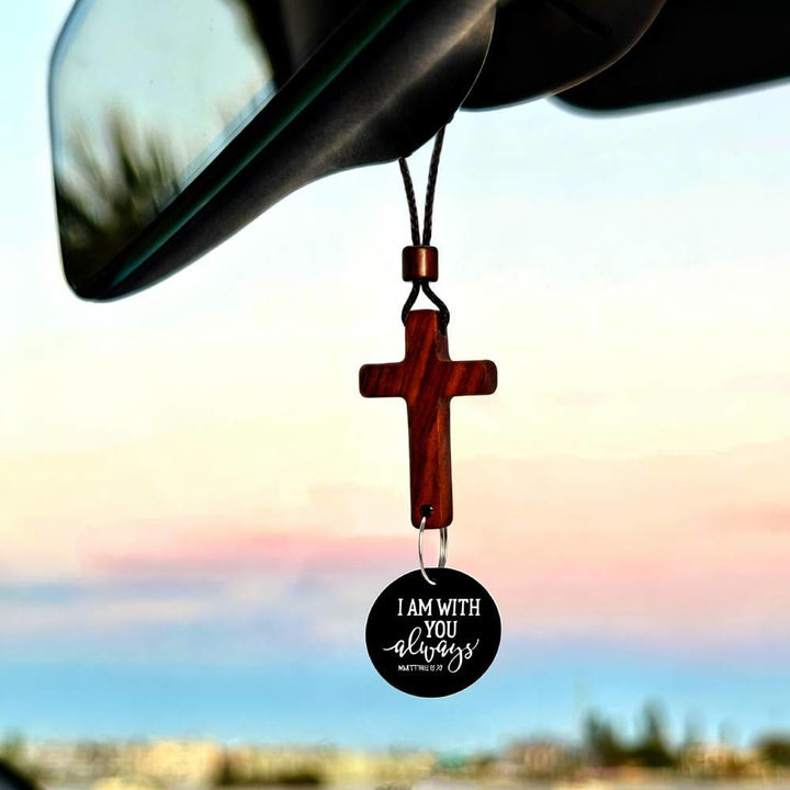 Christianartworkshop Bible Verse Car Hanging Cross Ornament: Scan for a Bible Verse Every Day - Black - image 2