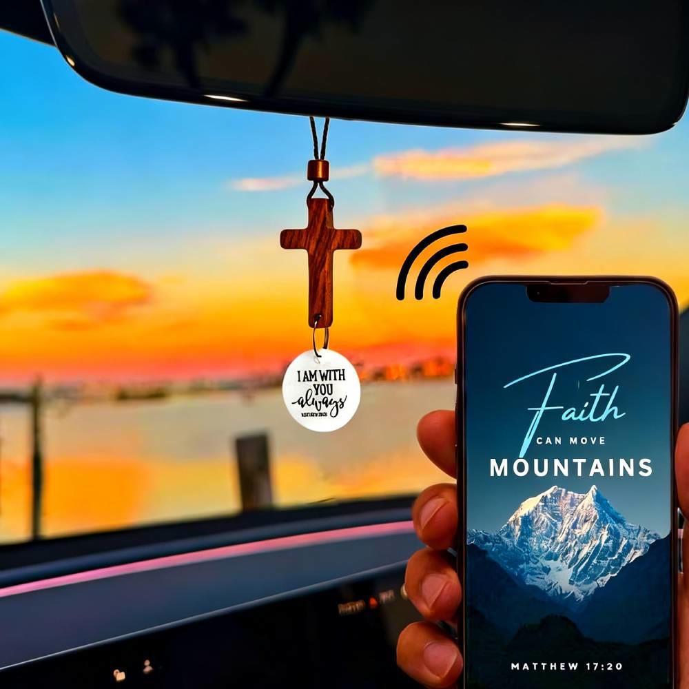 Christianartworkshop Bible Verse Car Hanging Cross Ornament: Scan for a Bible Verse Every Day - image 1