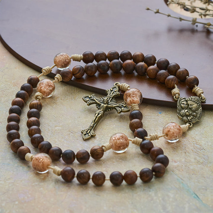 FREE Today: Rosewood & Glass Faith Rosary with Holy Family Accent: Serene Companion of Quiet Grace - image 5