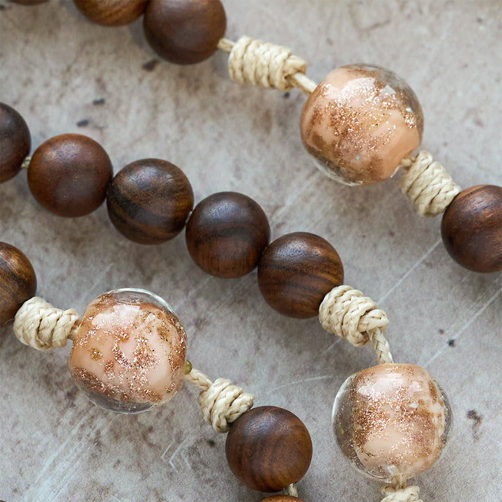 Christianartworkshop Rosewood & Glass Faith Rosary with Holy Family Accent: Serene Companion of Quiet Grace - image 8