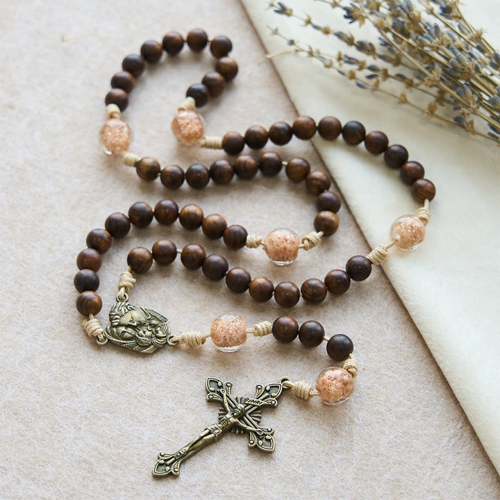 FREE Today: Rosewood & Glass Faith Rosary with Holy Family Accent: Serene Companion of Quiet Grace - image 6